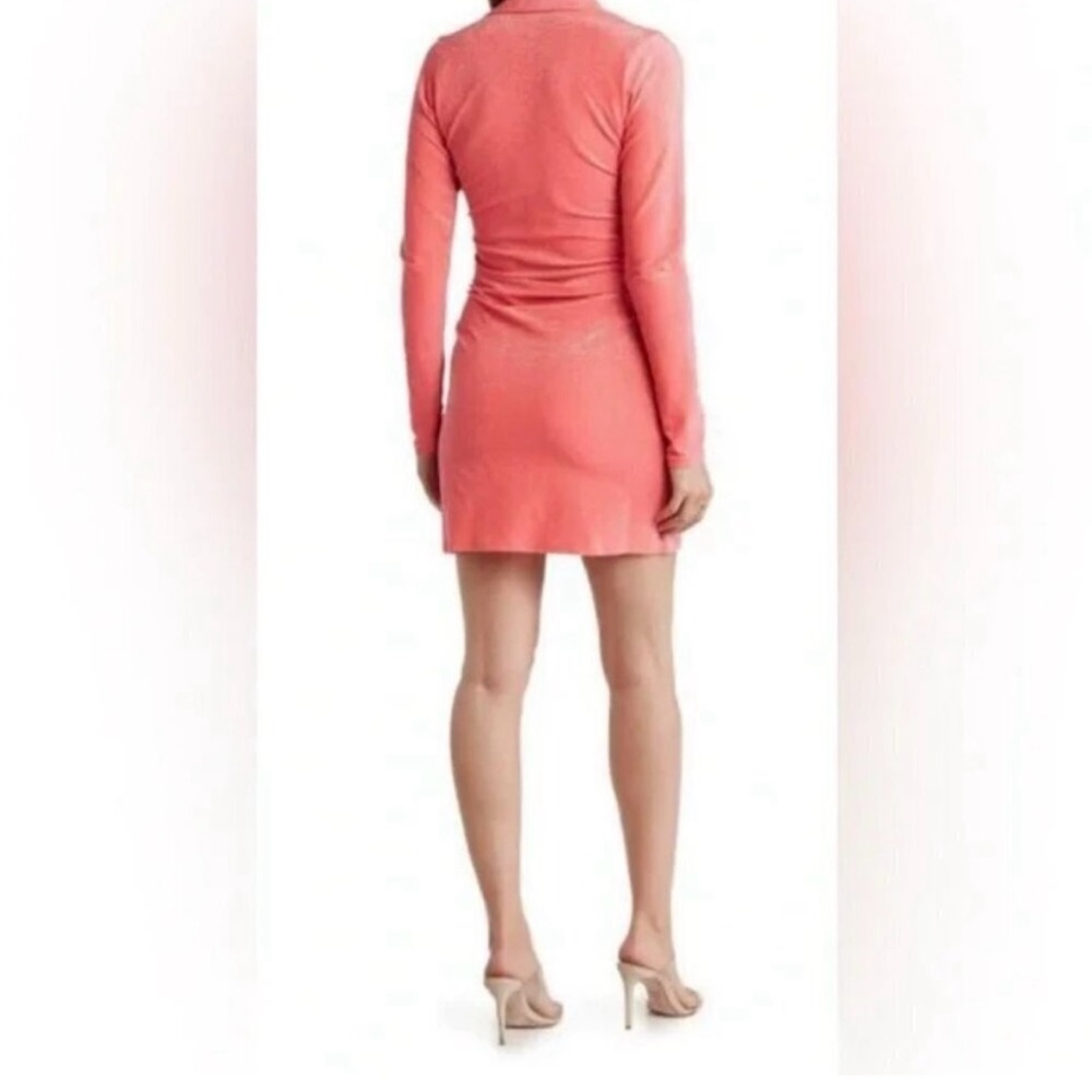 Good American Dress Women’s 2XL Coral Pink Ruched Metallic Shirred Glittery - Picture 2 of 9